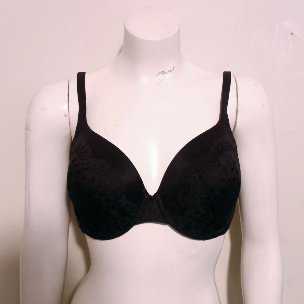 Victorias Secret BBV Lined Perfect Coverage Bra-32DD-Black-Lace-Adjustable